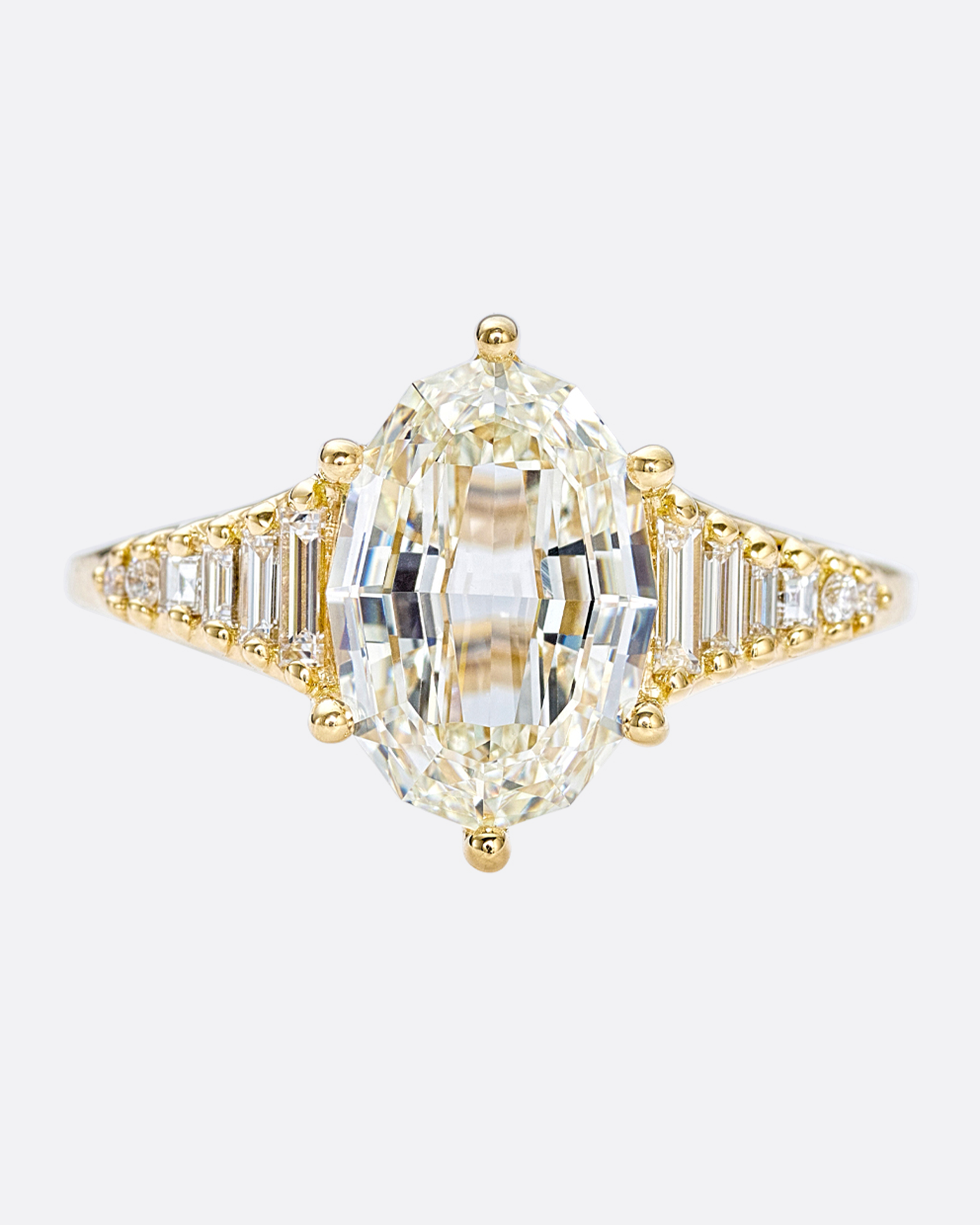 OVAL STEP CUT DIAMOND ZEPPELIN RING