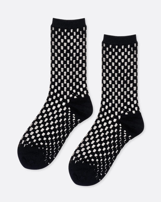 Black and White Anise Sheer Crew Socks