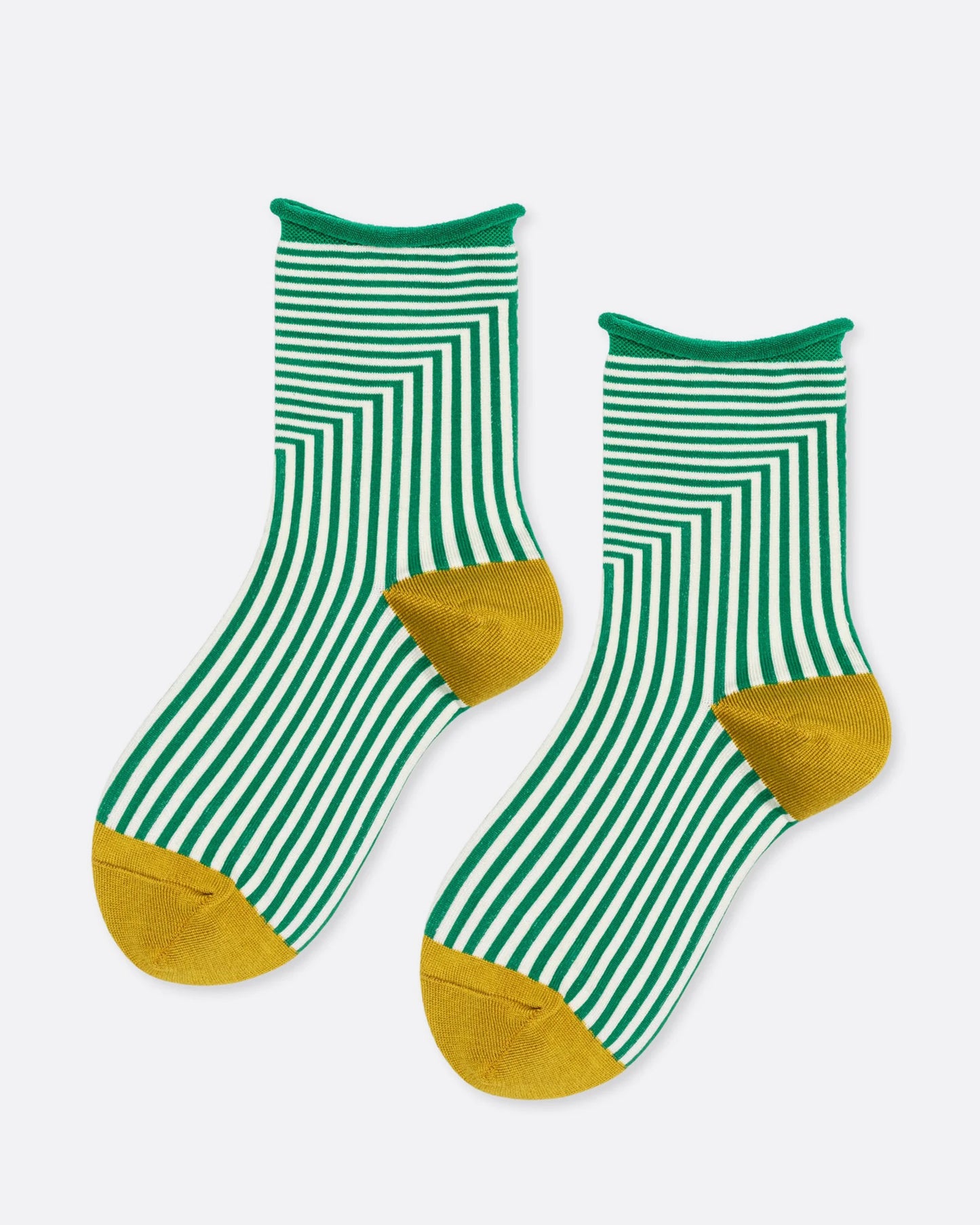 Green Striped Corbusier Crew Socks