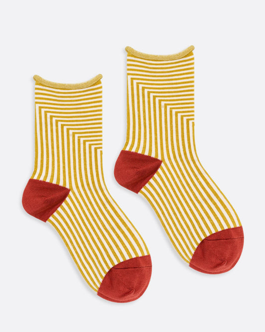 Yellow Striped Corbusier Crew Socks