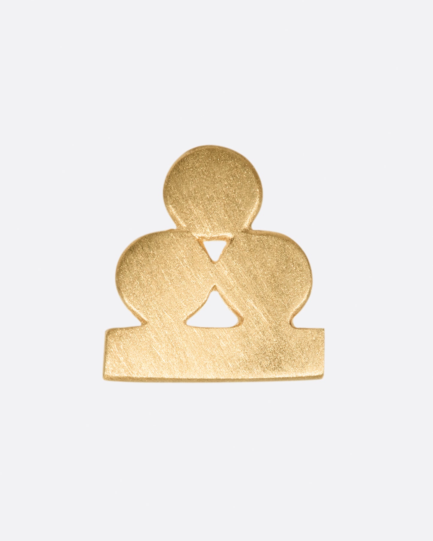 A balancing act, this yellow gold stud earring is comprised of three circles, perfectly in tune with a rectangle.