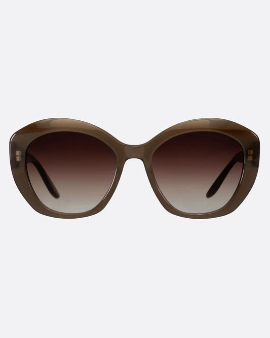 A retro update of mod sunglasses constructed in Japanese acetate.