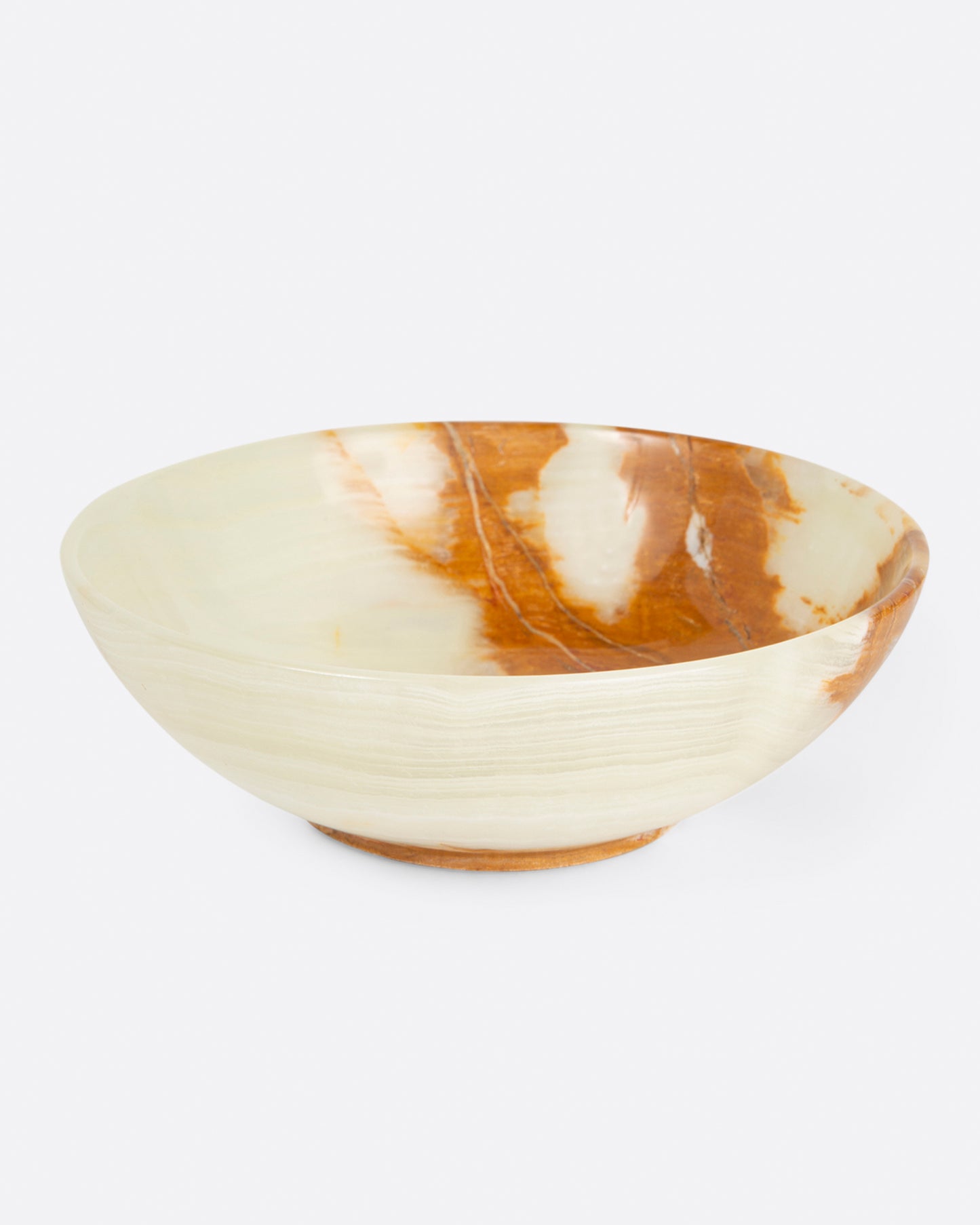 A single medium green onyx bowl, shown from the side.