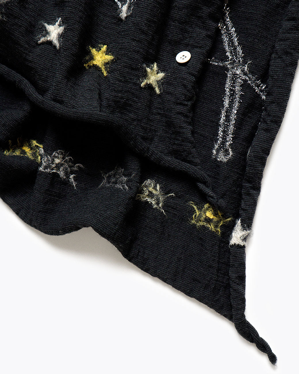 Close up of Kapital constellation scarf in black.