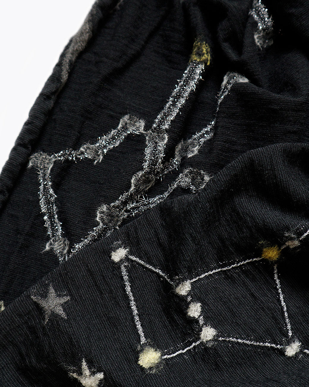 Close up of Kapital constellation scarf in black.
