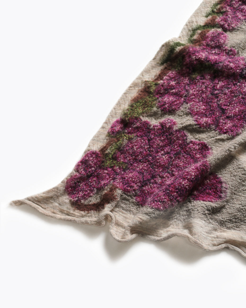 Close up of Kapital navajo vineyard scarf in purple.