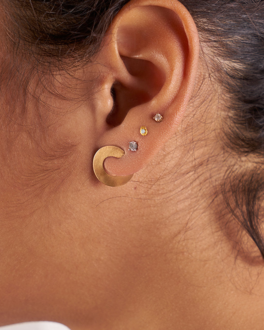 Large Yellow Gold C Hoops