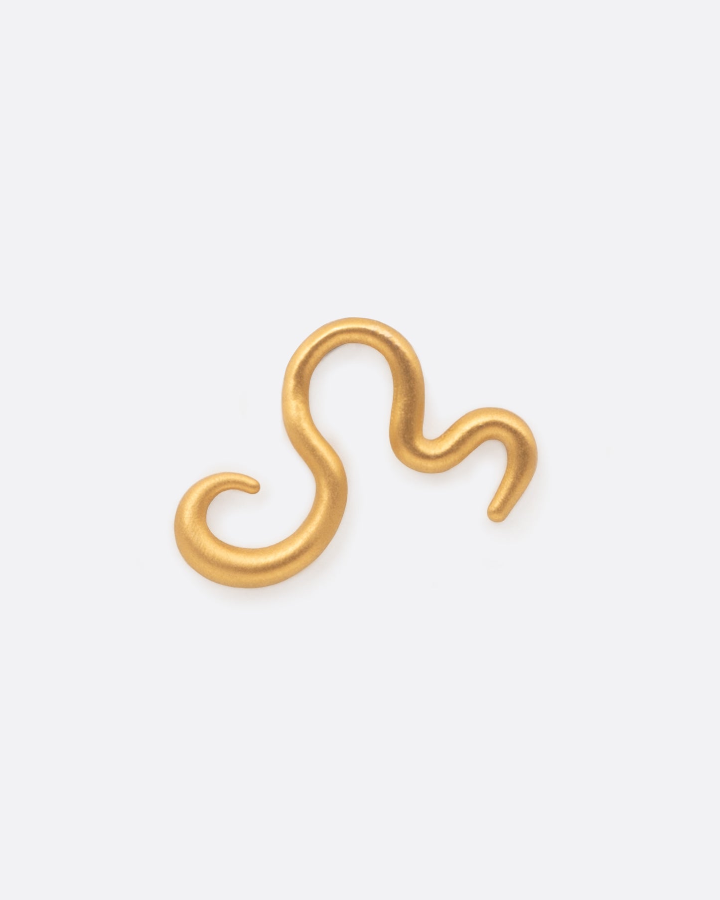 A curved 22k yellow gold snake stud earring, meant for the right ear.