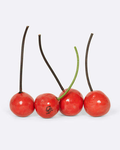 Porcelain red cherry sculpture, group of cherries from another angle