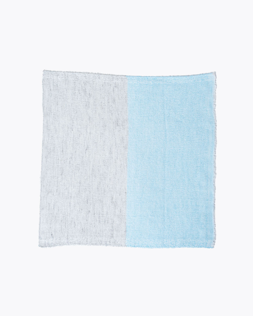 Japanese Shukin gauze hand towel, half blue and half gray.