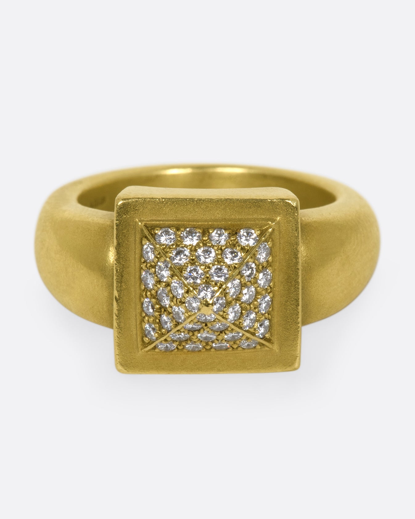 Vintage Yellow Gold & Pavé Diamond Pyramid Ring Love Adorned