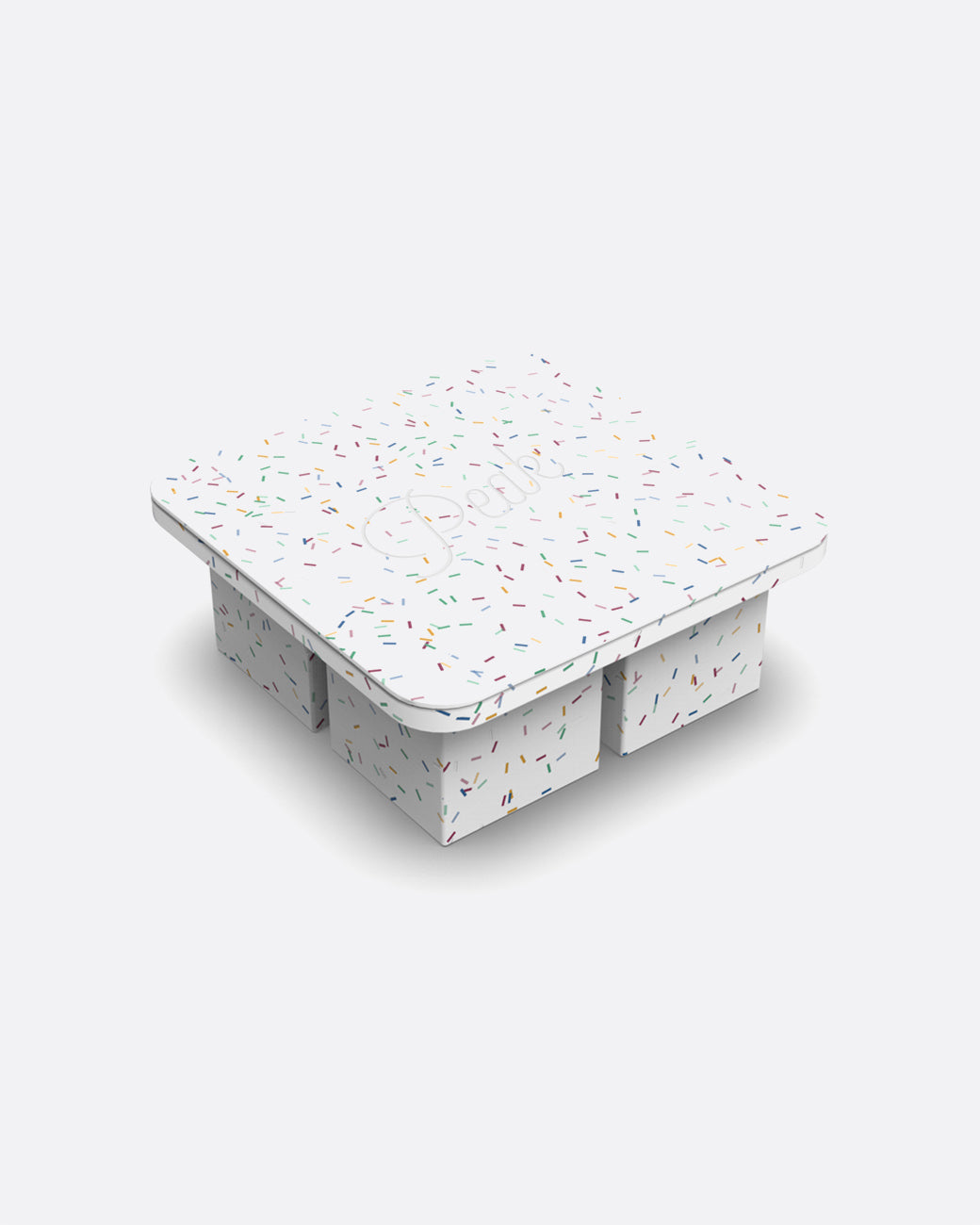 view of white tray with sprinkle dots on it