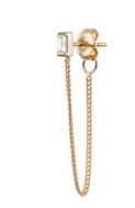 SELIN KENT 14K YELLOW GOLD GAIA CHAIN STUD EARRING W/ .1 CT WHITE BAGUETTE DIAMOND - SINGLE *SEE NOTES*